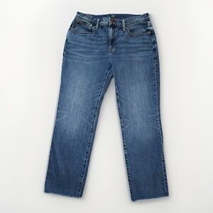 J. Crew Woman's Slim Boyfriend Jeans 32 x 27.5 Mid-Rise Raw Hem Medium Wash‎